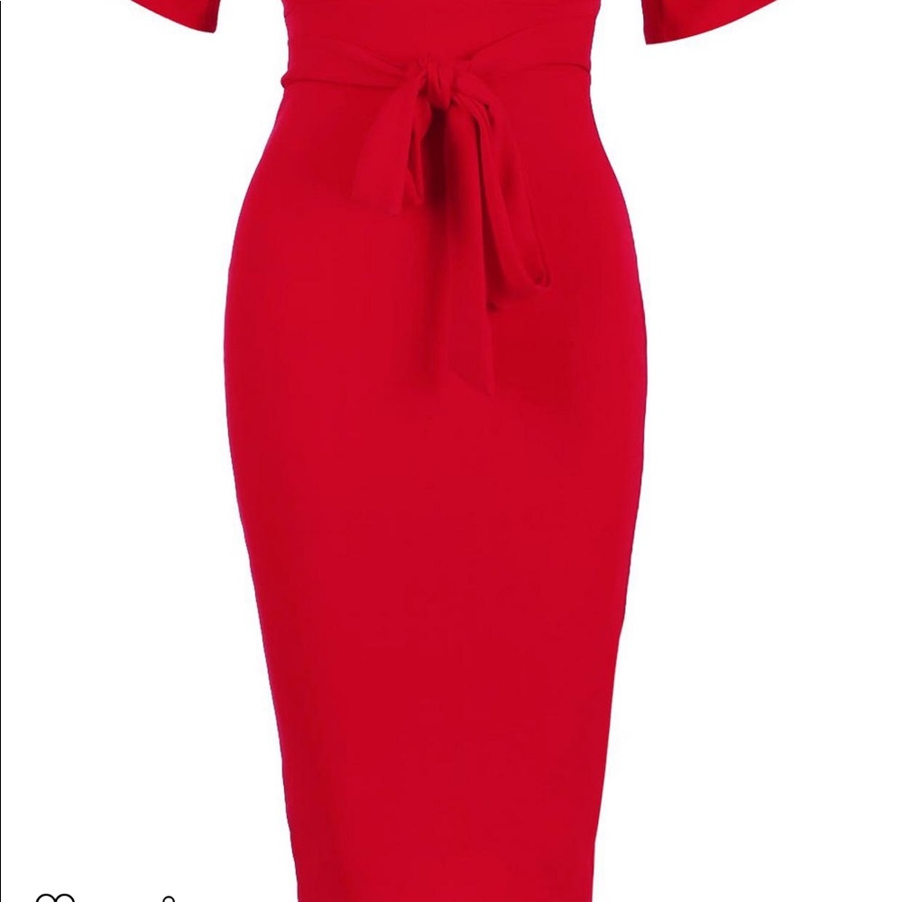 Boohoo tie waist formal midi dress - Picture 3 of 4